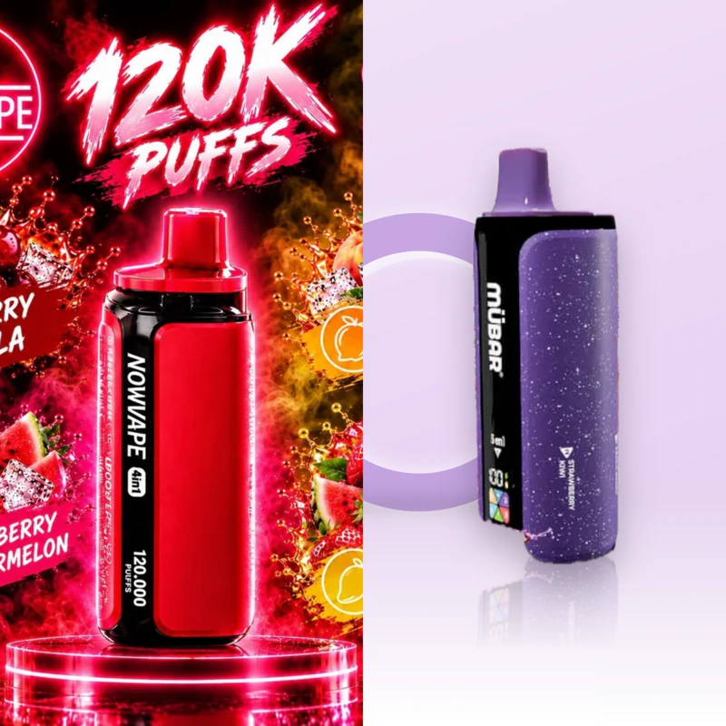 Kit 360K Caladas con vapers desechables Mübar 240K y Nowvape 120K